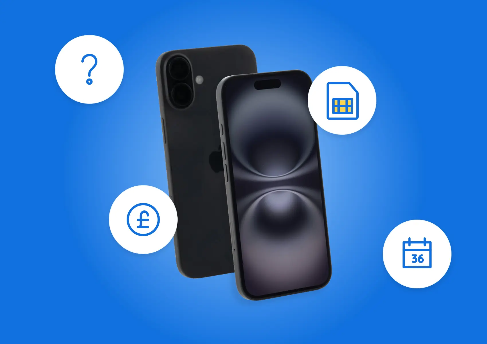 iPhone device with phone contract icons