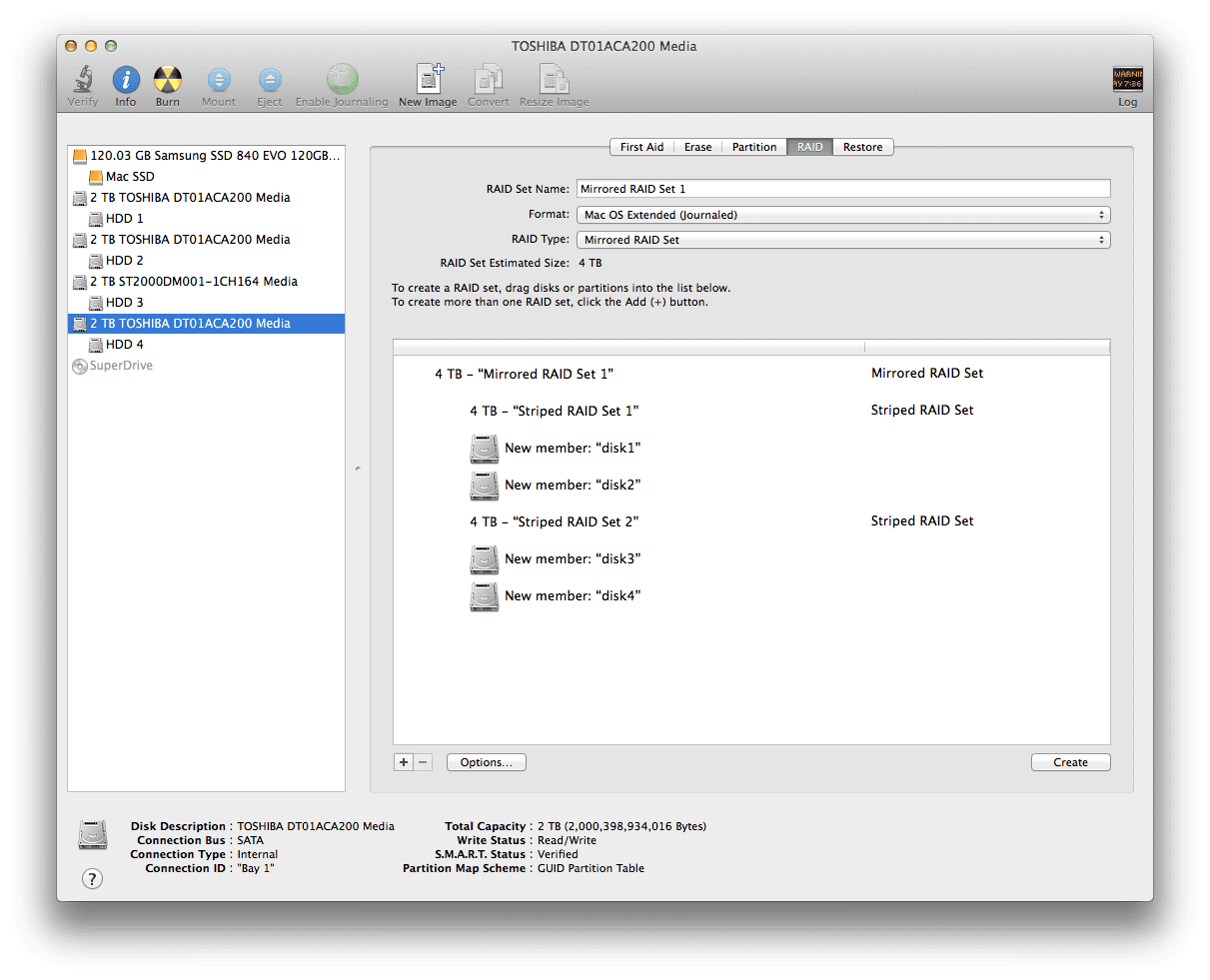 RAID 10 Mirrored Stripe in Mac Pro OS X