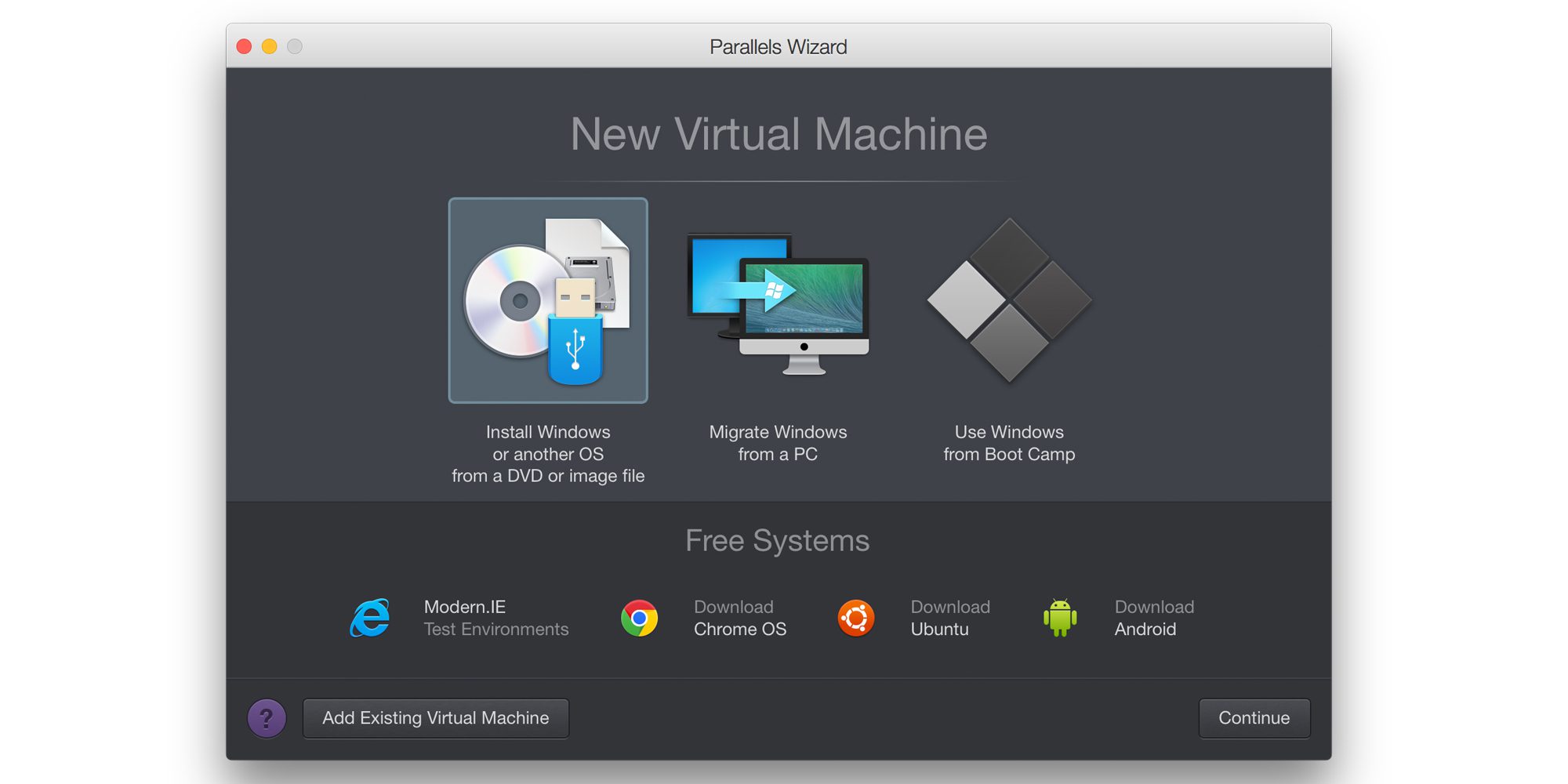 Parallels Wizard install windows on mac
