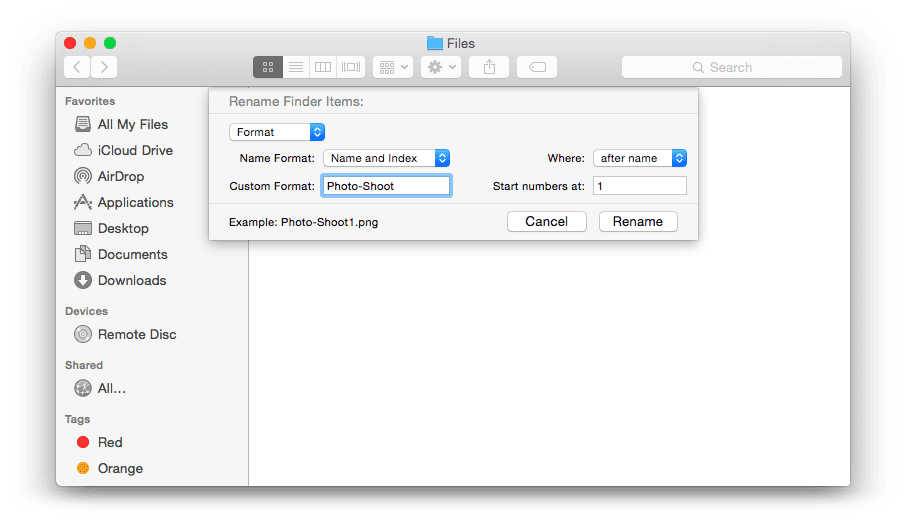 renaming multiple files on a mac