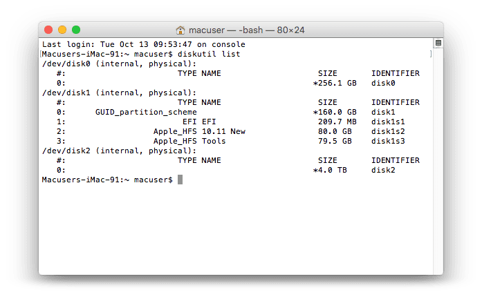 Terminal Log for Fusion Drive 1